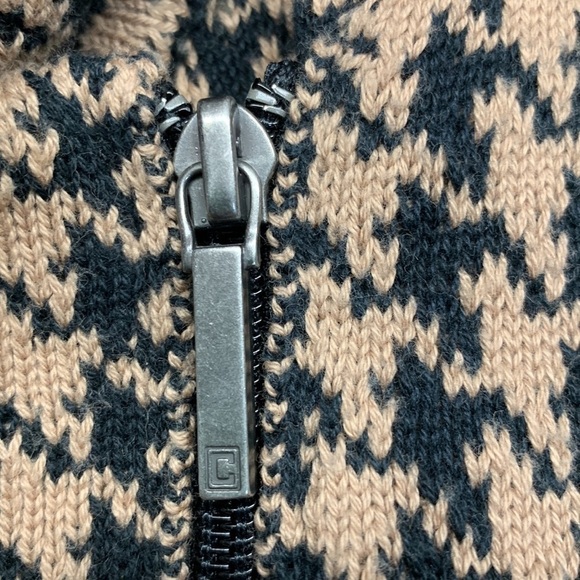 Chaps Houndstooth Asymmetrical Knit Sweater Jacket Medium Beige/Black - Picture 4 of 10